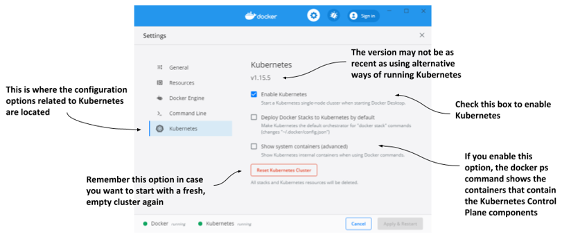 Figure 3.1 The Settings dialog box in Docker Desktop for Windows